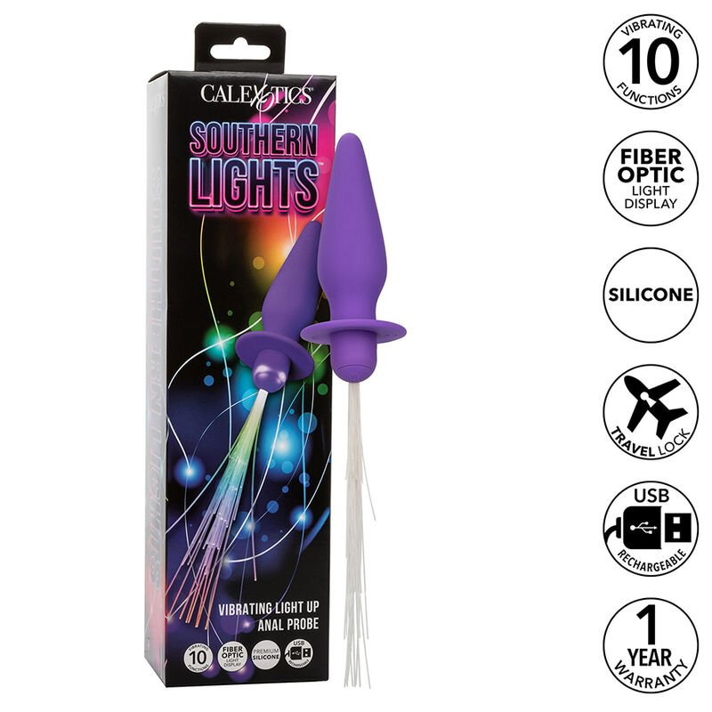 CALEXOTICS - SOUTHERN LIGHTS LIGHT UP PLUG ANAL10 VIBRATIONS SILICONE VIOLET – Image 2