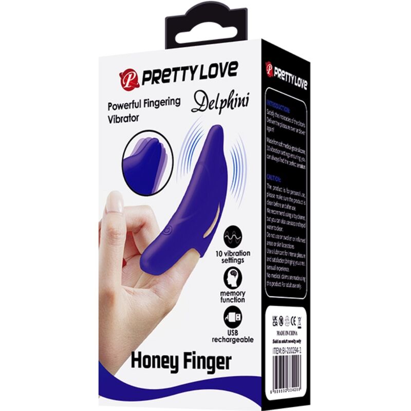 PRETTY LOVE - PUISSANT STIMULATEUR DE DOIGTS BLEU FONCÉ DELPHINI – Image 10
