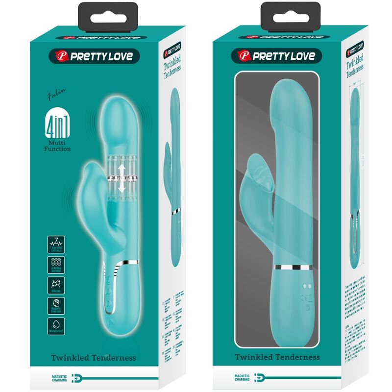 PRETTY LOVE - PERLES VIBRATEUR LAPIN VERT AQUA – Image 10