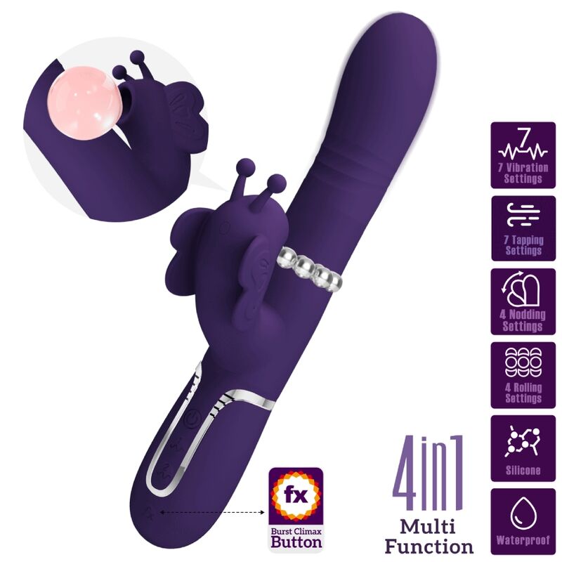 PRETTY LOVE - VIBRATEUR MULTIFONCTION LAPIN 4 EN 1 PAPILLON VIOLET – Image 10