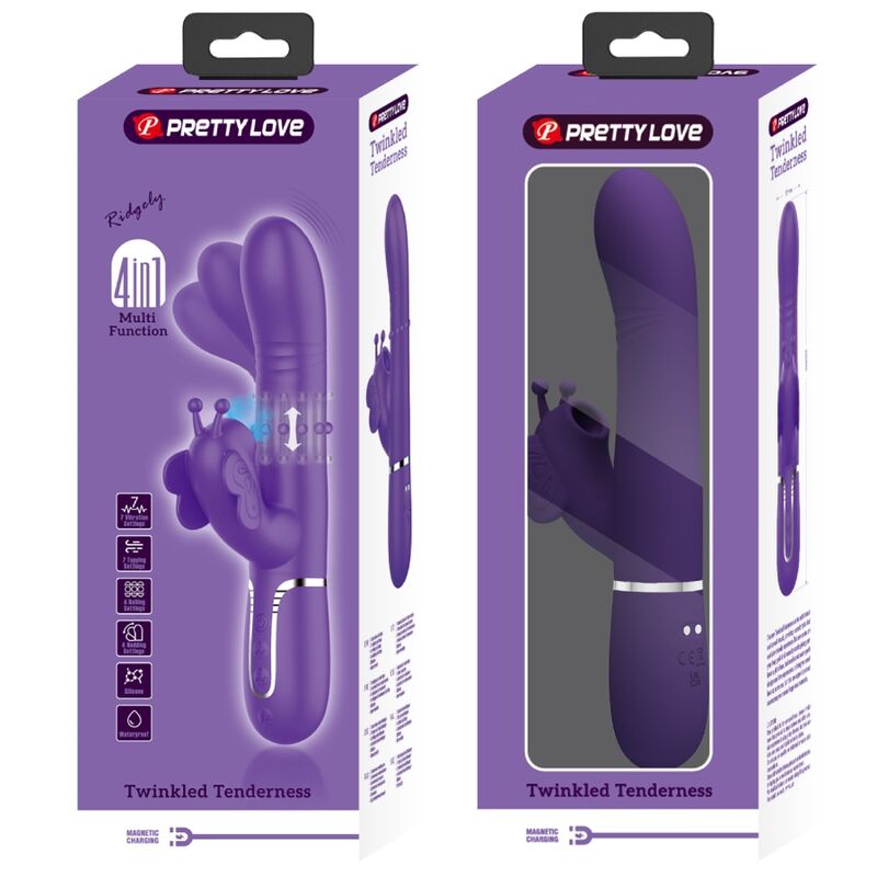 PRETTY LOVE - VIBRATEUR MULTIFONCTION LAPIN 4 EN 1 PAPILLON VIOLET – Image 11