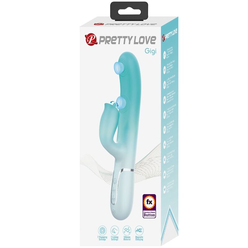 PRETTY LOVE - VIBRATEUR LAPIN MULTIFONCTION GIGI VERT AQUA – Image 11