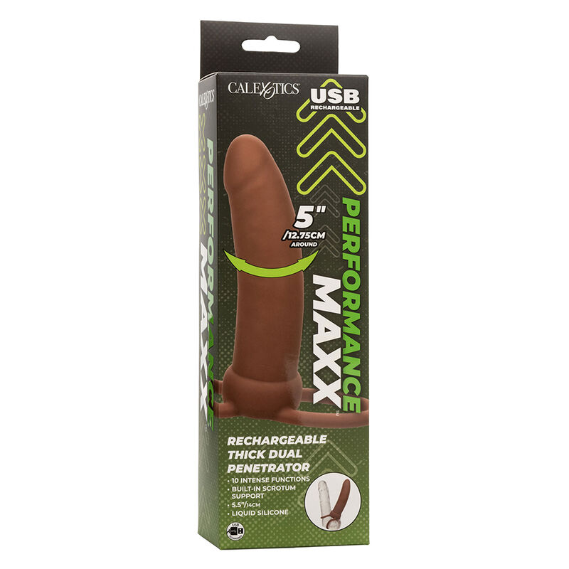 CALEXOTICS - MAXX THICK DOUBLE PÉNÉTRATEUR 10 VIBRATIONS MARRON – Image 11