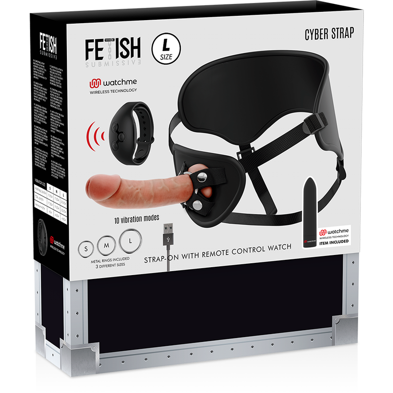 FETISH SUBMISSIVE CYBER STRAP - HARNAIS AVEC GODE ET TÉLÉCOMMANDE BULLET TECHNOLOGIE WATCHME L – Image 14