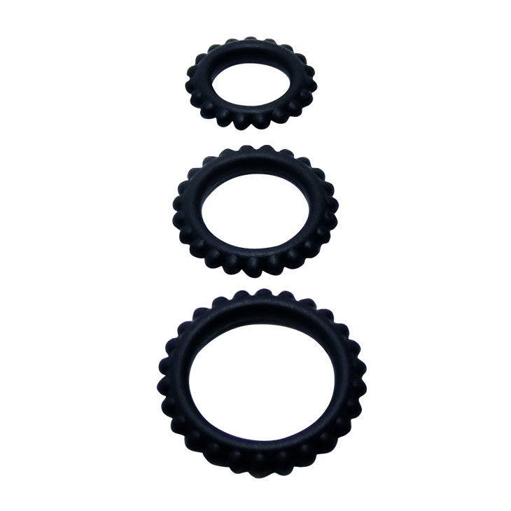 BAILE - TITAN SET 3 PCS COCK RING NOIR 2.8 + 2.4 + 1.9 CM – Image 3