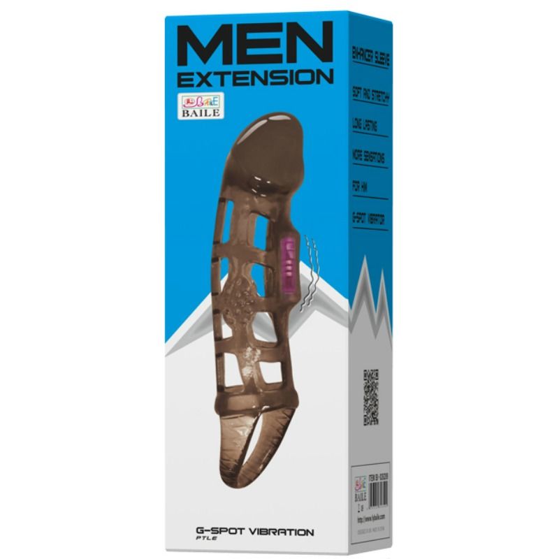 BAILE - MANCHON DEXTENSION DE PÉNIS DE AVEC VIBRATION ET SANGLE 13.5 CM – Image 2