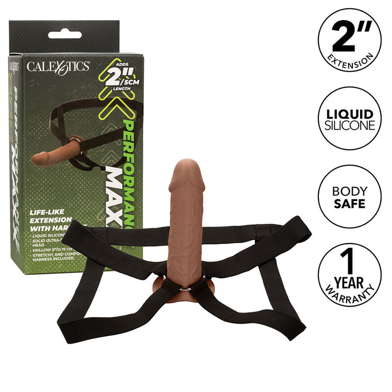 CALEXOTICS - EXTENSION PERFORMANCE MAXX RÉALISTE AVEC HARNAIS PEAU MARRON – Image 2