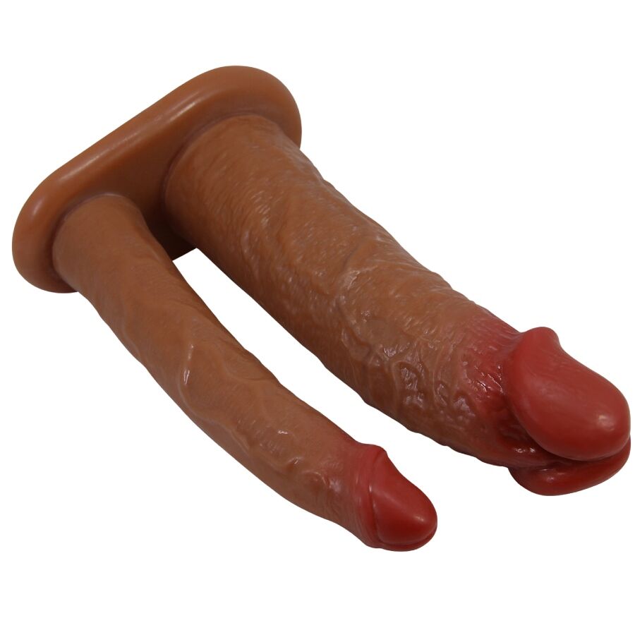 PRETTY LOVE - MANCHON DOUBLE PÉNIS YAIRON AVEC EXTENSION DE 4 CM MULÂTRE – Image 2