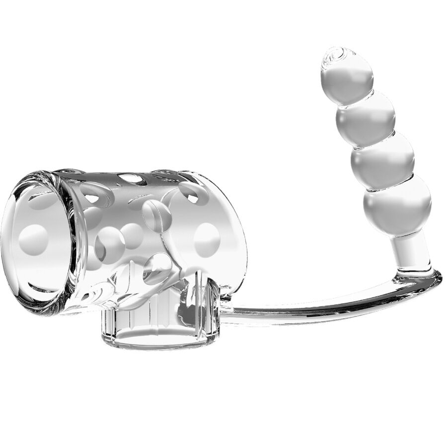 PRETTY LOVE - MANCHON PÉNIS AVEC PLUG ANAL TRANSPARENT – Image 2