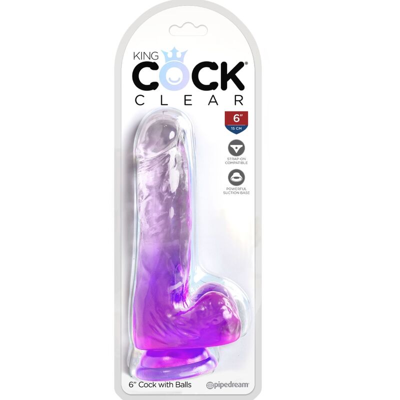 KING COCK - CLEAR PÉNIS RÉALISTE AVEC BOULES 13.5 CM VIOLET – Image 2