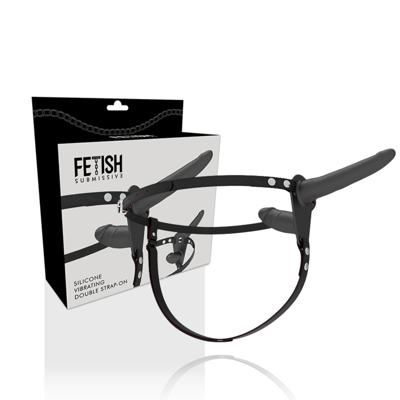 FETISH SUBMISSIVE HARNESS - VIBRATEUR NOIR DOUBLE PÉNÉTRATION – Image 2