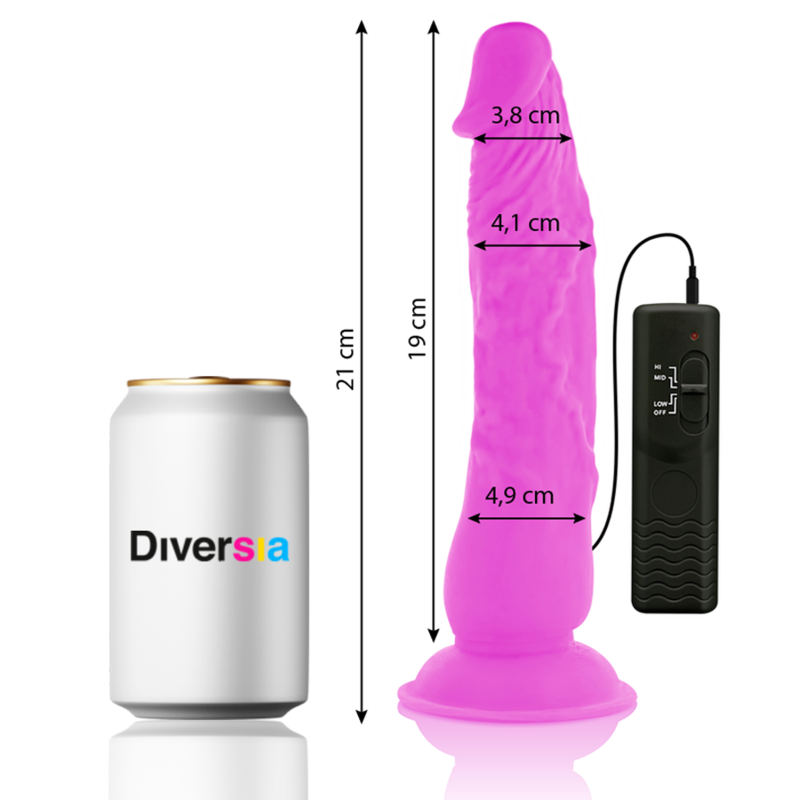 DIVERSIA - DILDO VIBRANT FLEXIBLE VIOLET 21 CM -O- 4.9 CM – Image 2