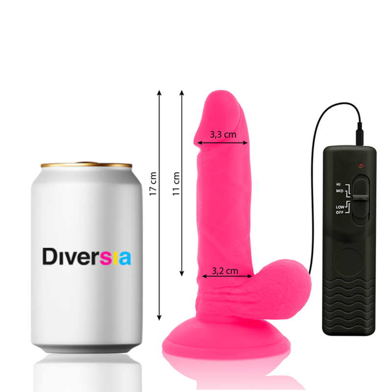 DIVERSIA - DILDO VIBRANT FLEXIBLE ROSE 17 CM -O- 3.3 CM – Image 2
