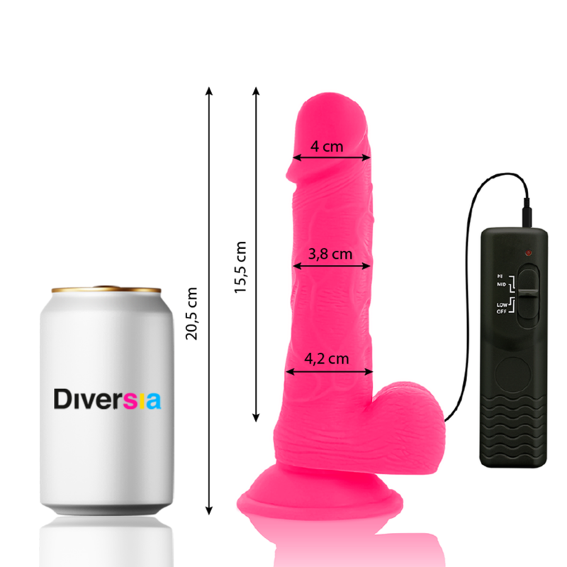 DIVERSIA - DILDO VIBRANT FLEXIBLE ROSE 20.5 CM -O- 4.2 CM – Image 2