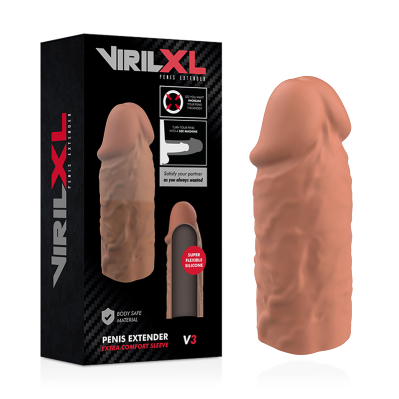 VIRILXL - EXTENSION DE PÉNIS MARRON EN SILICONE LIQUIDE V3 – Image 2