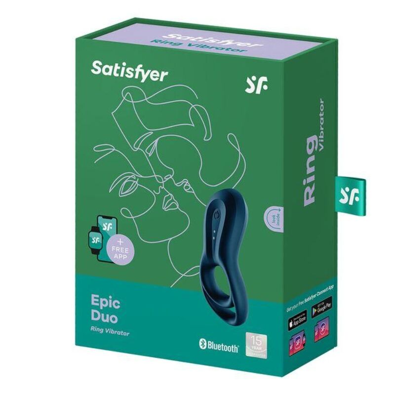 SATISFYER - APPLICATION EPIC DUO RING VIBRATOR BLEU – Image 3