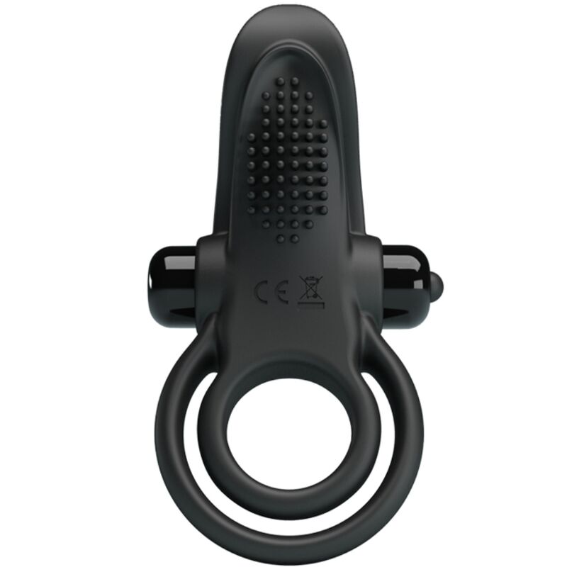 PRETTY LOVE - DOUBLE ANNEAU VIBRANT + STIMULATEUR DE CLITORIS 10 VIBRATIONS NOIR – Image 3