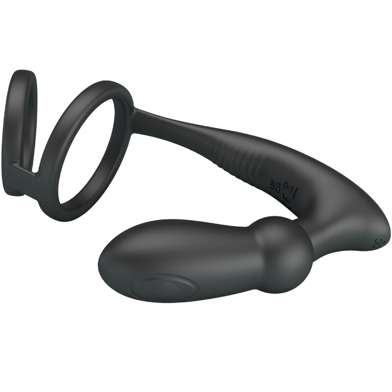 PRETTY LOVE - ANNEAU PÉNIS EMONI + PLUG ANAL 12 VIBRATIONS NOIR – Image 3