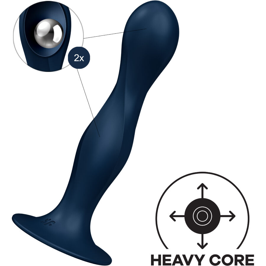 SATISFYER - DILDO EN SILICONE DOUBLE BALL-R BLEU – Image 3