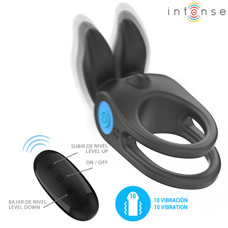 INTENSE - SAM VIBRATEUR DOUBLE ANNEAU PÉNIS 10 VIBRATIONS NOIR – Image 3