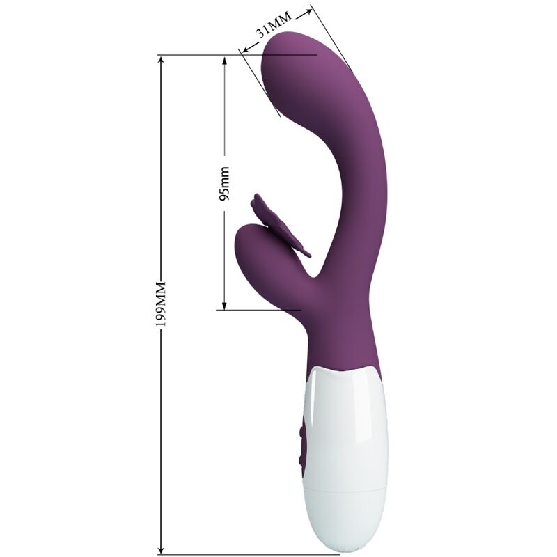 PRETTY LOVE - BUTTERFLY KISS VIBRATEUR RABBIT ET STIMULATEUR DE POINT G VIOLET – Image 3
