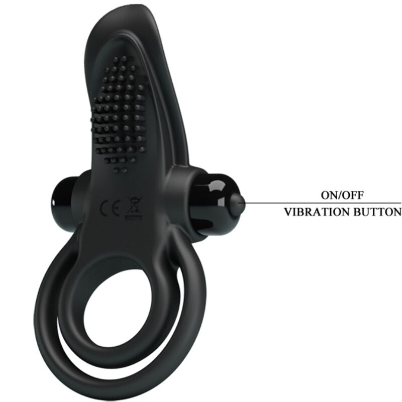 PRETTY LOVE - DOUBLE ANNEAU VIBRANT + STIMULATEUR DE CLITORIS 10 VIBRATIONS NOIR – Image 4