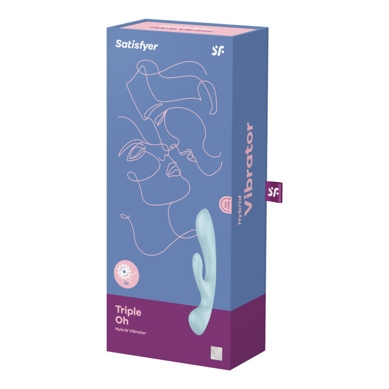 SATISFYER - VIBRATION HYBRIDE TRIPLE OH BLEU – Image 4