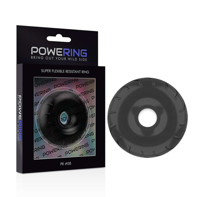 POWERING - ANNEAU PÉNIS SUPER FLEXIBLE ET RÉSISTANT 5CM PR08 NOIR – Image 4