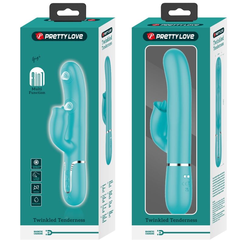 PRETTY LOVE - VIBRATEUR LAPIN À LÉCHER VERT AQUA – Image 4
