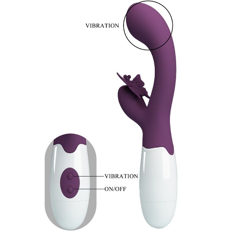 PRETTY LOVE - BUTTERFLY KISS VIBRATEUR RABBIT ET STIMULATEUR DE POINT G VIOLET – Image 4