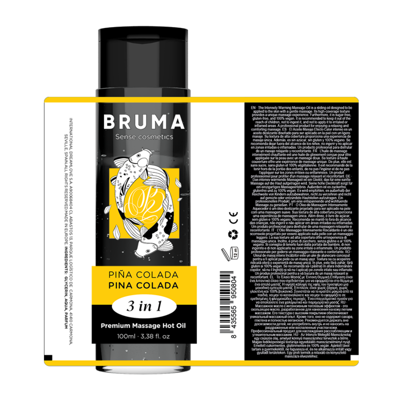 BRUMA - HUILE DE MASSAGE PREMIUM EFFET CHALEUR SAVEUR PINA COLADA 3 EN 1 - 100 ML – Image 5
