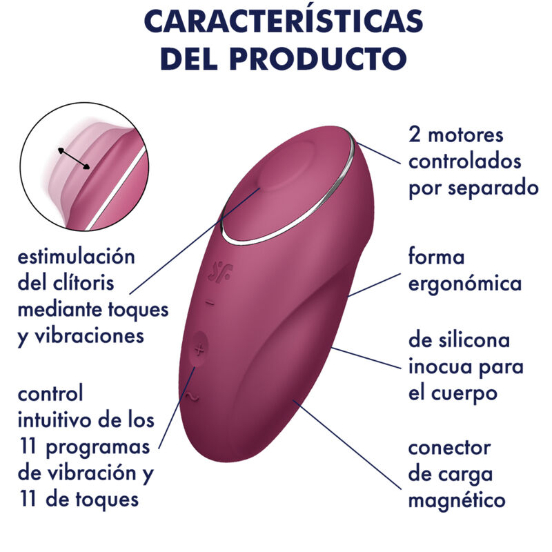 SATISFYER - TAP & CLIMAX 1 VIBRATEUR LAY-ON ROUGE – Image 5