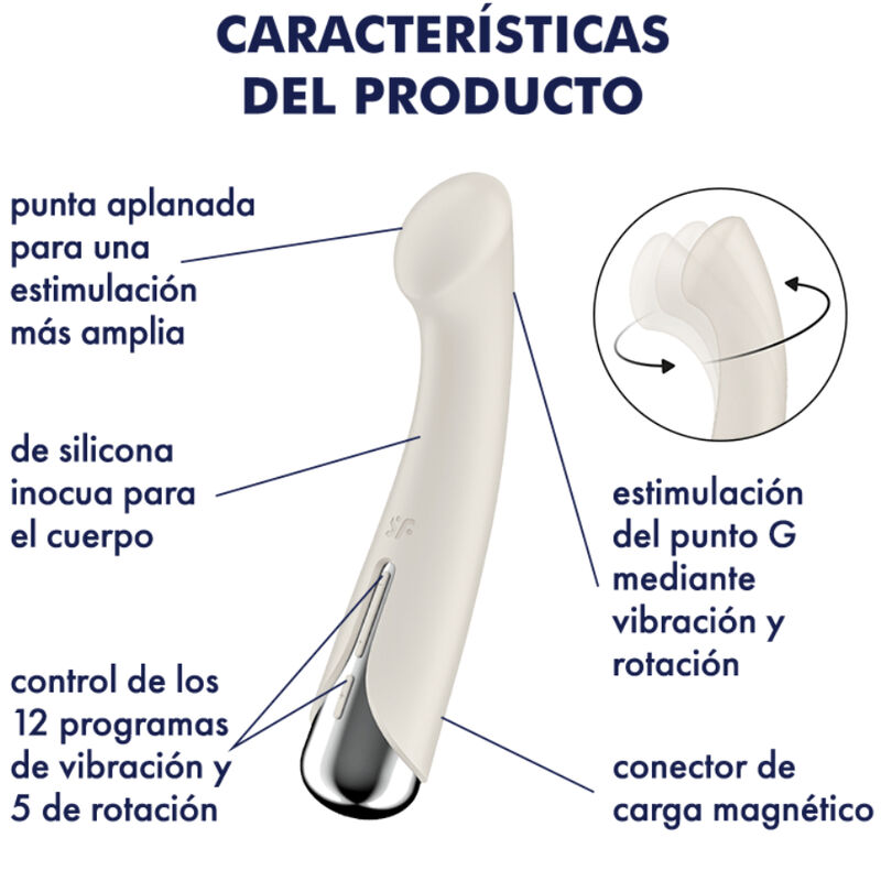 SATISFYER - SPINNING G-SPORT 1 VIBRATEUR ROTATOR BEIGE – Image 5