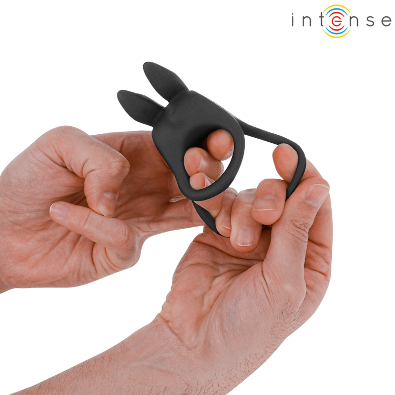 INTENSE - SAM VIBRATEUR DOUBLE ANNEAU PÉNIS 10 VIBRATIONS NOIR – Image 5