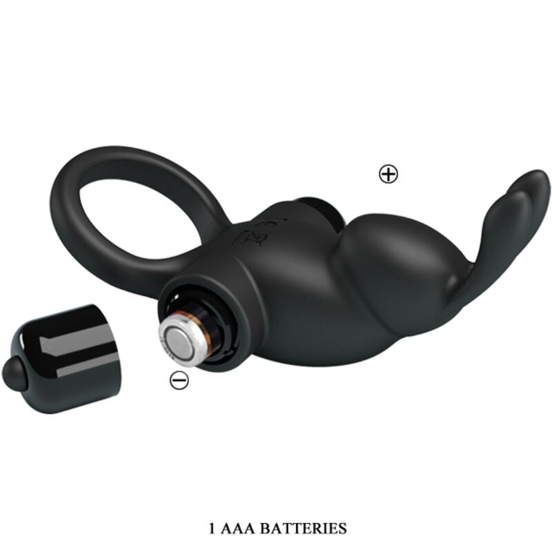 PRETTY LOVE - ANNEAU VIBRANT + STIMULATEUR DE CLITORIS RABBIT 10 VIBRATIONS NOIR – Image 5