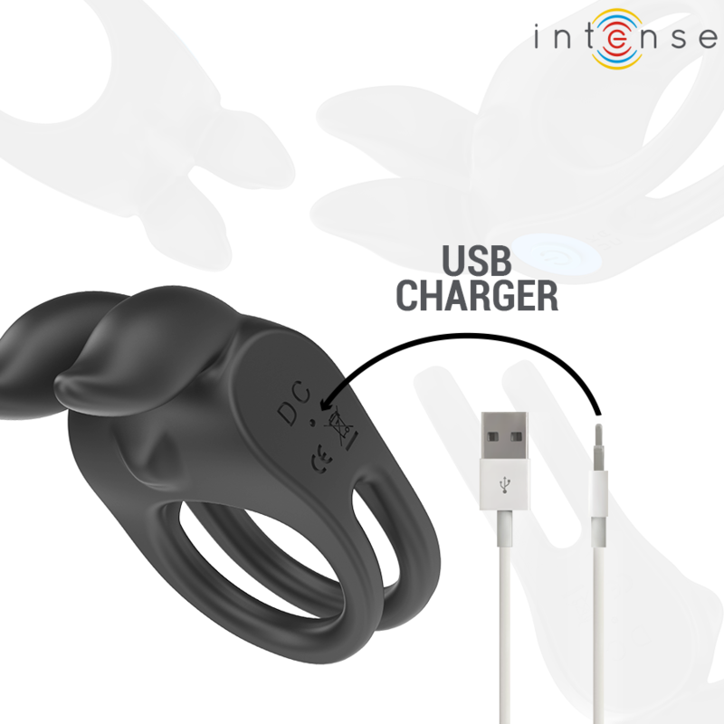 INTENSE - SAM VIBRATEUR DOUBLE ANNEAU PÉNIS 10 VIBRATIONS NOIR – Image 6