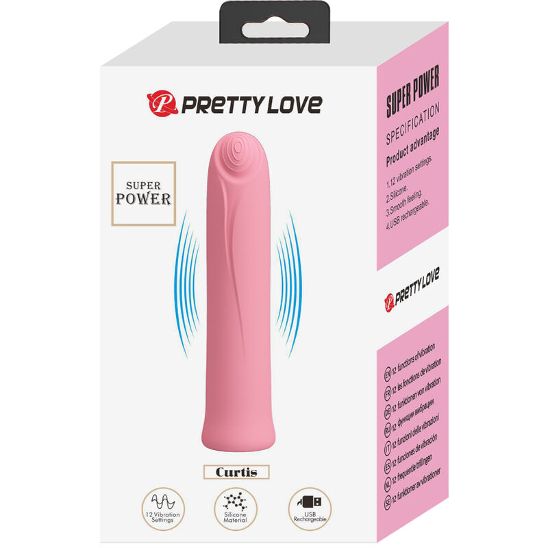 PRETTY LOVE - VIBRATEUR CURTIS MINI SUPER POWER 12 VIBRATIONS EN SILICONE ROSE – Image 6