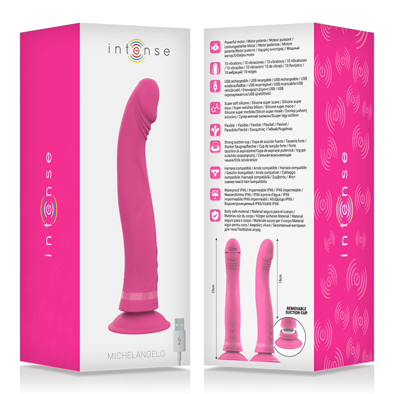 INTENSE - GODE VIBRATEUR EN SILICONE ROSE MICHELANGELO – Image 6