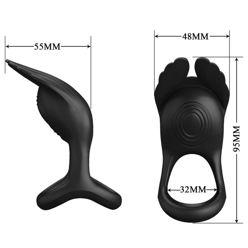 PRETTY LOVE - SILAS ANNEAU PÉNIS VIBRANT 7 VIBRATIONS SILICONE NOIR – Image 6