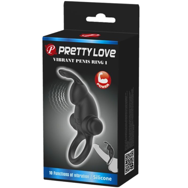 PRETTY LOVE - ANNEAU VIBRANT + STIMULATEUR DE CLITORIS RABBIT 10 VIBRATIONS NOIR – Image 6