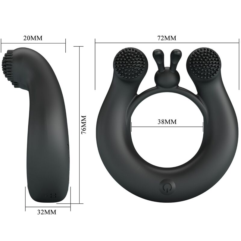 PRETTY LOVE - ANNEAU VIBRANT DAHLIA + STIMULATEUR DE CLITORIS 12 VIBRATIONS NOIR – Image 6