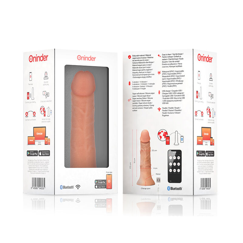 ONINDER - PETIT GODE VIBRATEUR BOGOTÁ 9 VITESSES NATUREL 17.5 CM -O- 4 CM - APPLICATION GRATUITE – Image 7