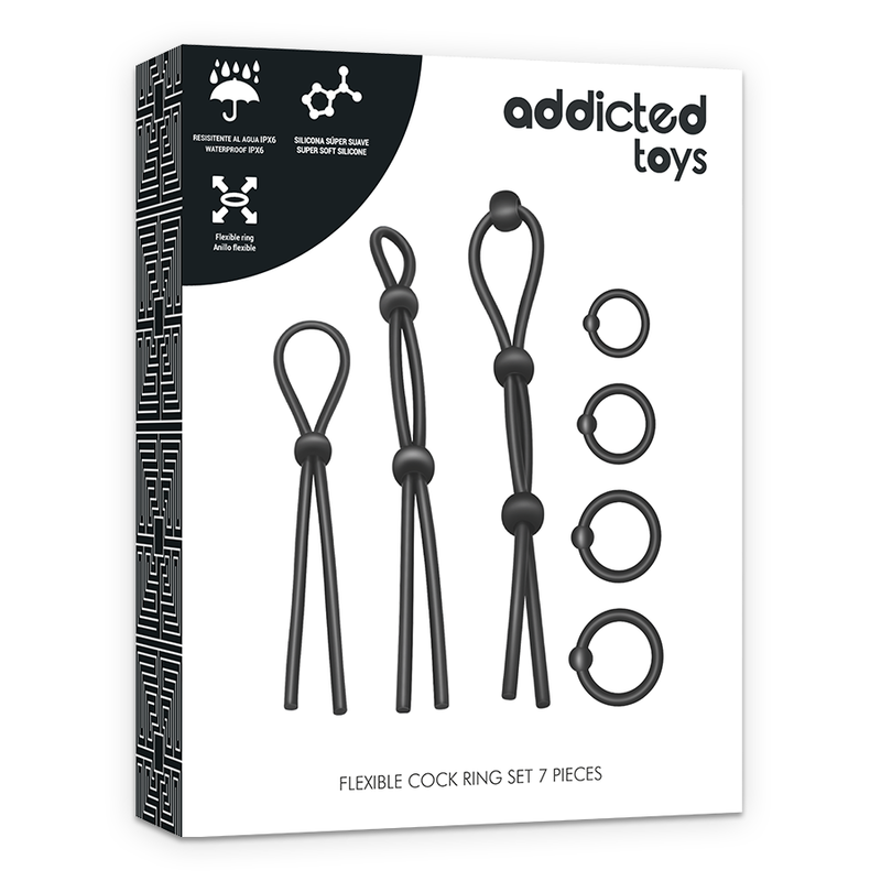 ADDICTED TOYS - ENSEMBLE DANNEAU PÉNIAL FLEXIBLE EN SILICONE 7 PIÈCES – Image 7