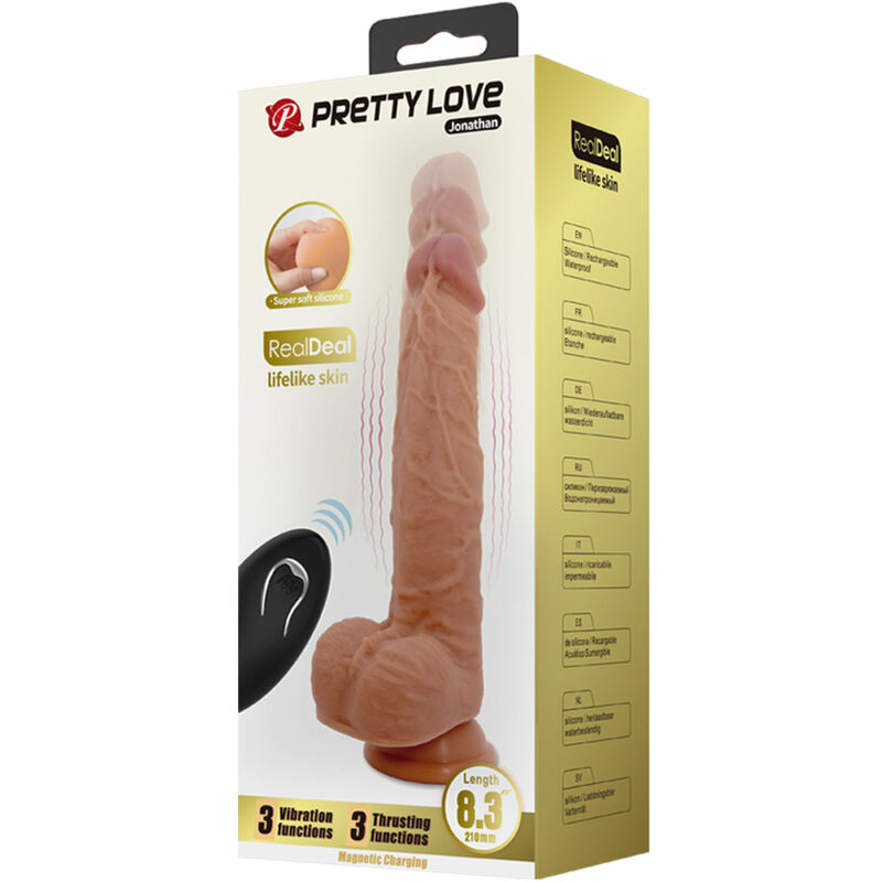 PRETTY LOVE - GODE EN SILICONE JONATHAN 3 VIBRATIONS + 3 MESURES DINSERTION TÉLÉCOMMANDE 21 CM – Image 7