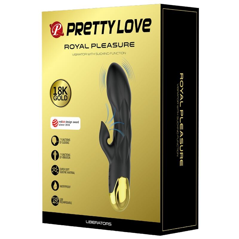 PRETTY LOVE - VIBRATEUR DE LUXE RECHARGEABLE NOIR PLAQUÉ OR – Image 7