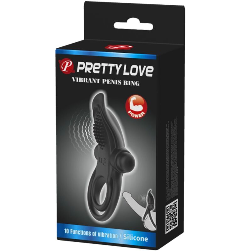 PRETTY LOVE - DOUBLE ANNEAU VIBRANT + STIMULATEUR DE CLITORIS 10 VIBRATIONS NOIR – Image 7