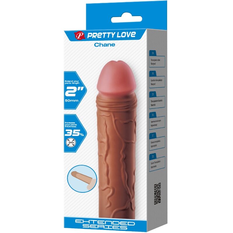 PRETTY LOVE - MANCHON DE PÉNIS CHANE AVEC EXTENSION DE 5 CM MULÂTRE – Image 7