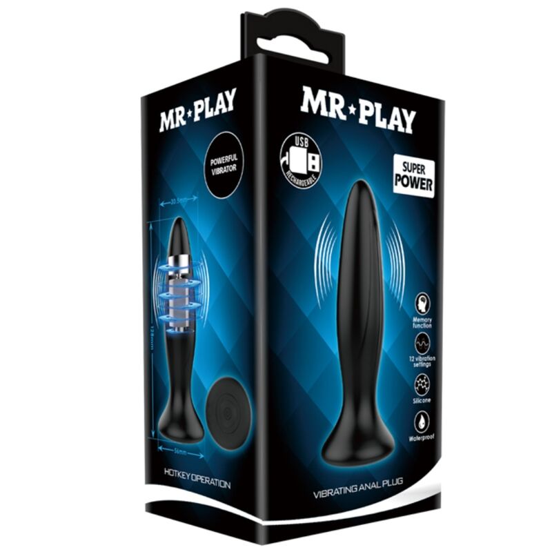 MR PLAY - PLUG ANAL VIBRATEUR NOIR RECHARGEABLE – Image 7