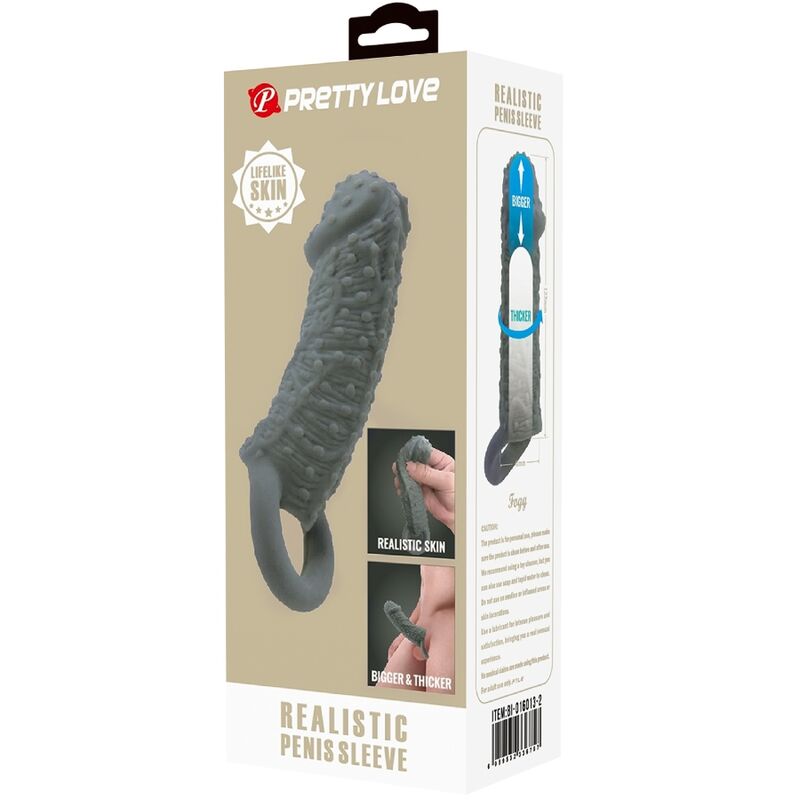 PRETTY LOVE - Agrandisseur de pénis réaliste et manchon retardateur modèle 2 gris – Image 8