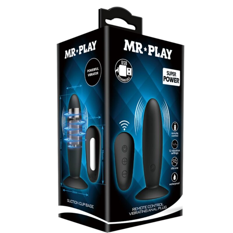 MR PLAY - PLUG ANAL AVEC TÉLÉCOMMANDE VIBRATION NOIRE – Image 8